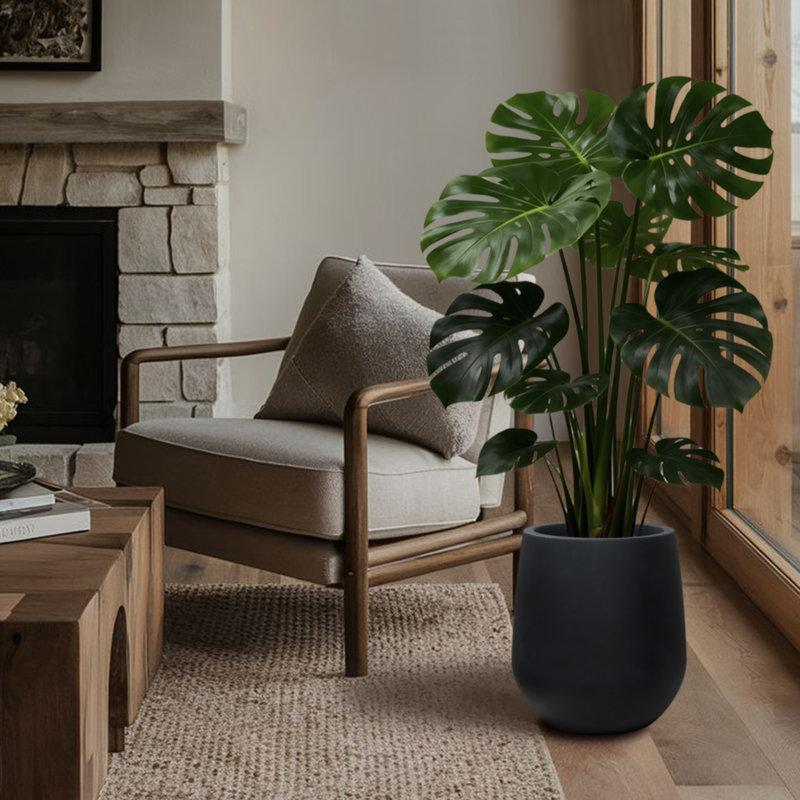 UPPER STONE LIVING 11.8 Inch Plastic Tall Planters for Outdoor Plants, Modern Round Tapered Flower Pot for Outdoor and Indoor Plants, Large Plant Pot with Drainage Holes and Plug for Home Garden Patio, Chalk Beige | Wayfair