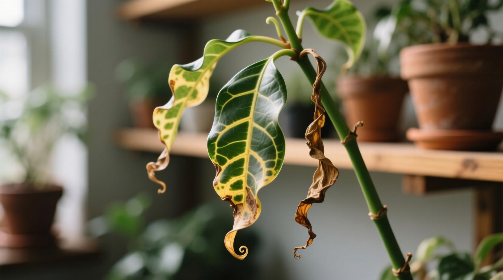 برگهای افتاده کروتون در اثر کمآبی