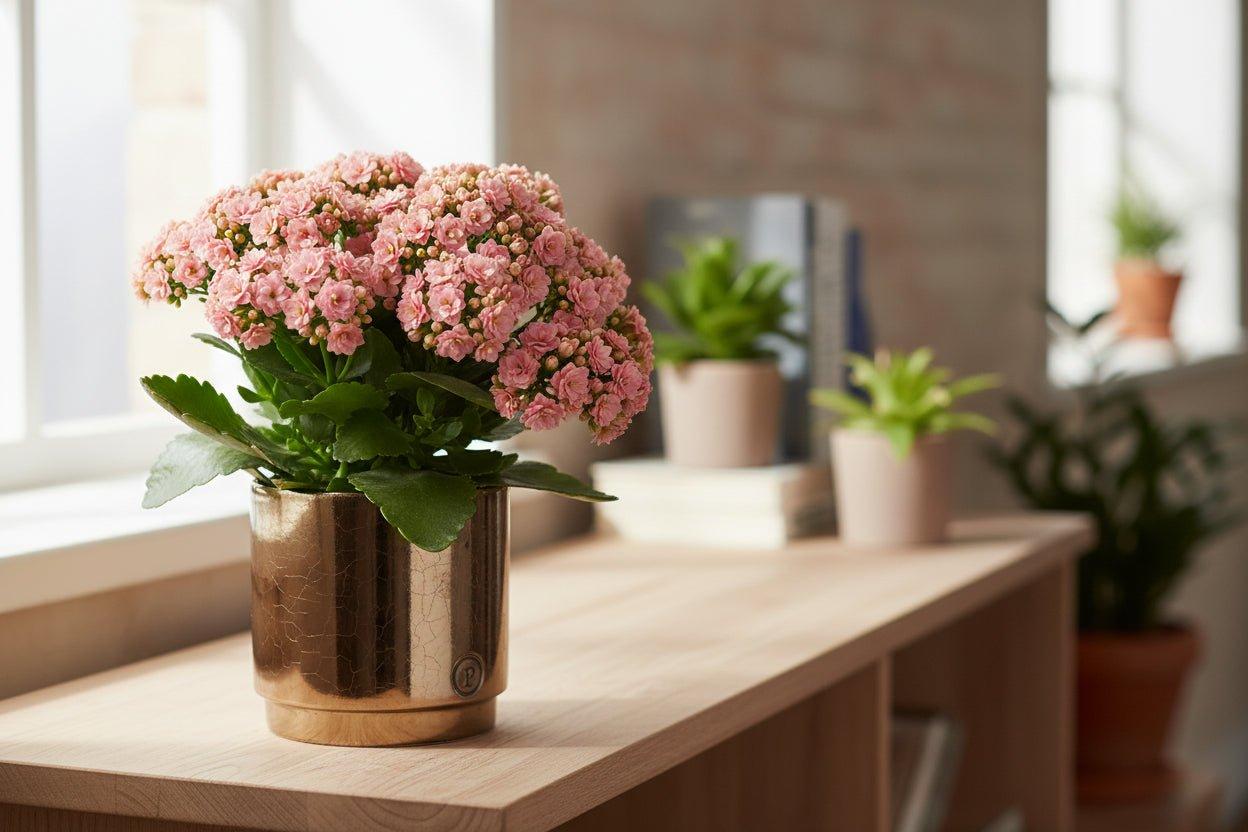 Kalanchoe Pink + Golden Bronze Pot — Pink Flowers | Verdeia